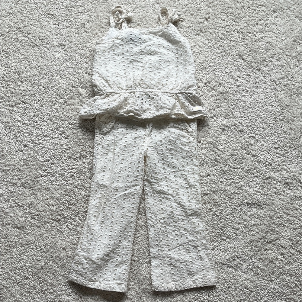 7 For All Mankind White Eyelet Jumpsuit